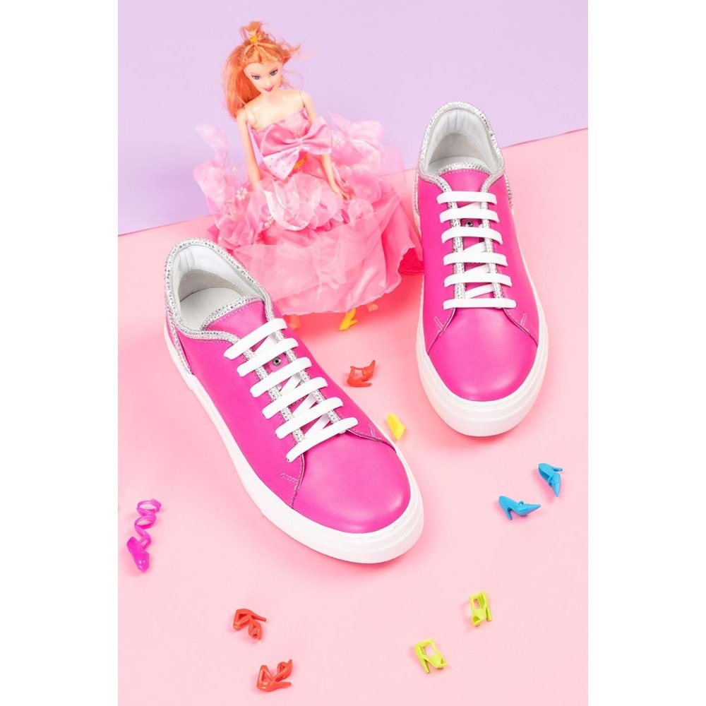 SANLORD PEMBE HAKİKİ DERİ SNEAKER